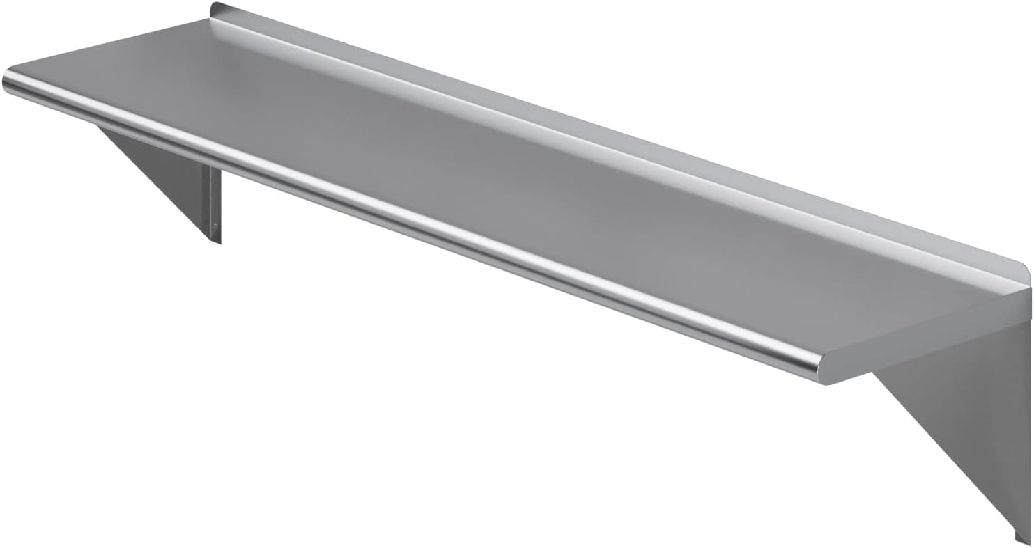 AmGood Estante de pared de acero inoxidable de 14 x 60 pulgadas  Estantería de metal  Garaje, lavandería, almacenamiento, cuarto de servicio