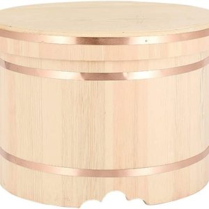 Cubo de arroz para sushi Oke con tapa, tazón grande de madera Hangiri para mezclar el hogar, cocina, contenedor de alimentos, cubo de madera Cubo de arroz para sushi Oke con tapa, tazón grande de madera Hangiri para mezclar el hogar, cocina, contenedor de alimentos, cubo de madera