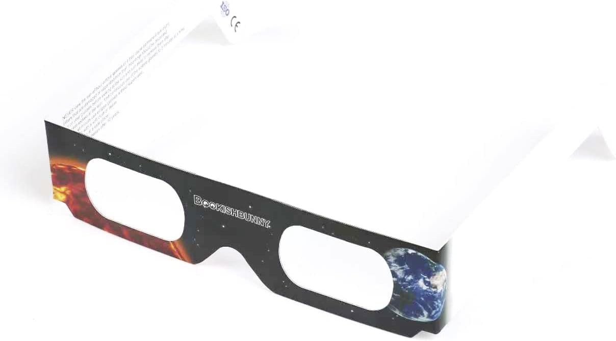 Bookishbunny 12 pares solares de los espectadores del eclipse de las gafas de papel que ven el sol que ve el ISO certificado