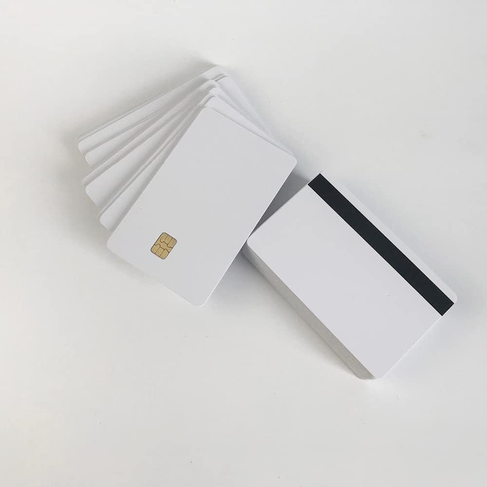 Gialer 50 paquetes SLE4442 Chip Contact IC Card con 516 pulgadas 2 pistas Hico banda magnética 2 en 1 PVC en blanco IC tarjeta inteligente
