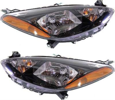 Evan Fischer Juego de faros delanteros compatible con Mazda 2 2011, 2012, 2013, 2014, con arnés de cableado de bombilla, lado izquierdo y derecho