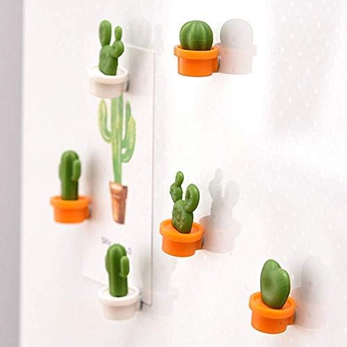 Imán de cocina para nevera, imán de oficina, pizarra blanca y tablero de limpieza en seco, bonito y colorido diseño en maceta, 12 juegos de cactus 2