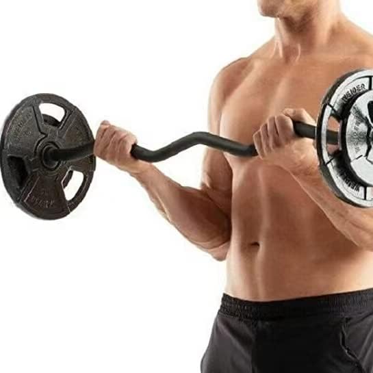Chong – Barra olímpica de 47 pulgadas4 pies, barra de pesas de rizo EZ, capacidad de 350 libras para gimnasio en casa, entrenamiento de fuerza,