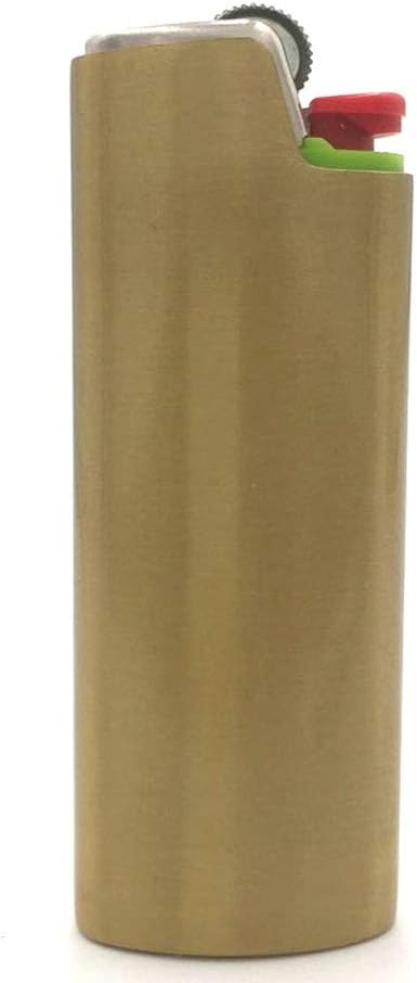 Funda para encendedor de metal para encendedor BIC de tamaño matrimonial J6 (latón)