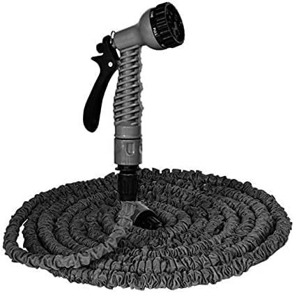 Manguera de jardín retráctil de alta presión para lavado de coche, riego de 25 pies a 200 pies (negro) (color manguera negra, longitud 150 pies)