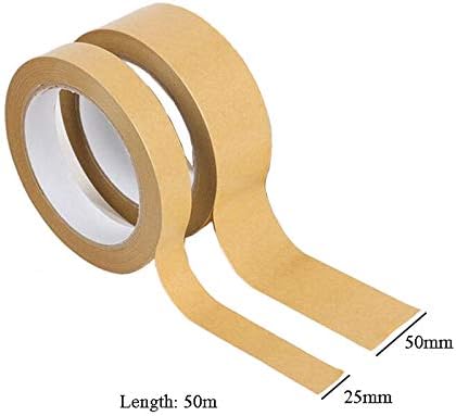1 rollo de cinta de embalaje de papel kraft engomado marrón, cinta activada por agua, caja de cartón, cinta de embalaje y sellado, accesorios de