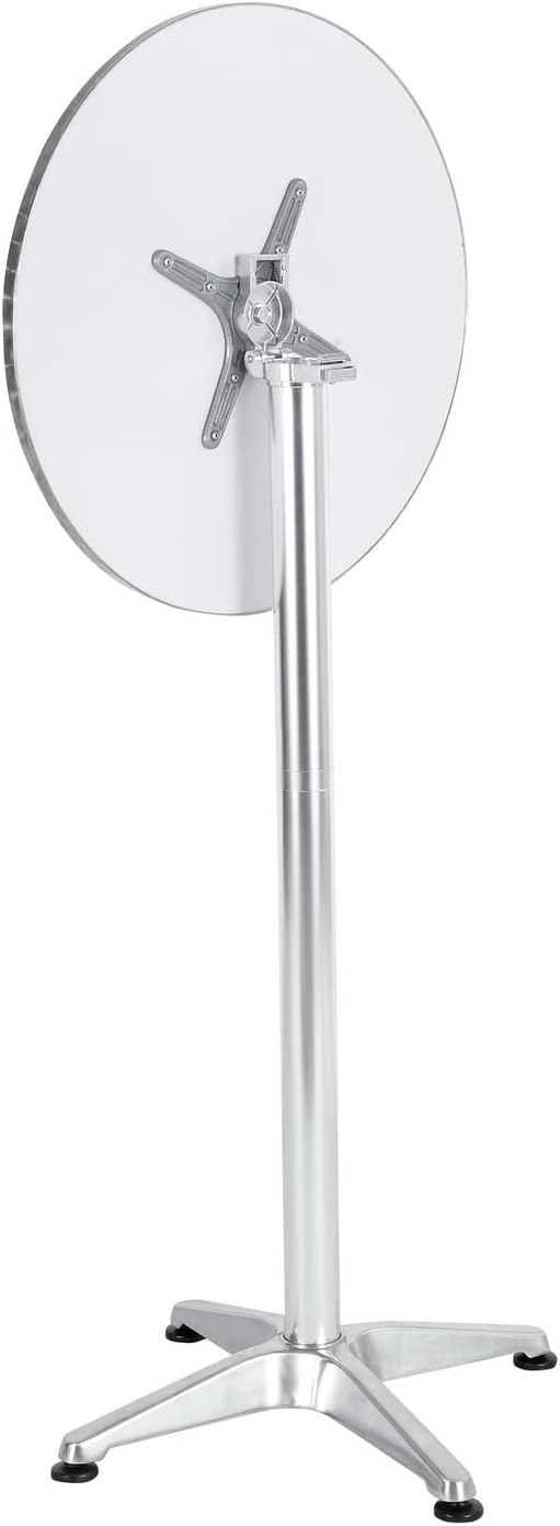 BTEXPERT Mesa de bar de restaurante de aluminio plateado para interiores y exteriores, 23.75 pulgadas, muebles de acero inoxidable para patio, base