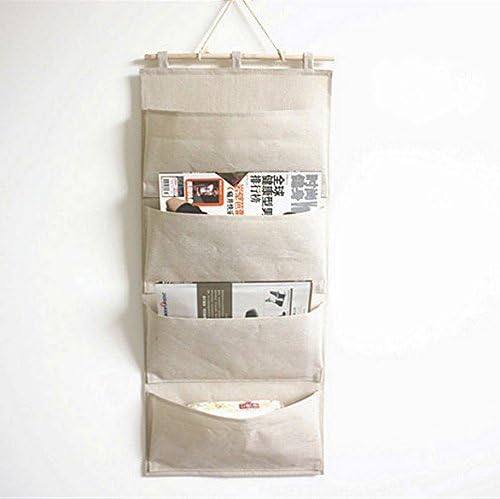 Co-link, organizador de tela de linoalgodón, colgador para la puerta o pared con bolsillos de almacenamiento, para libros, regreso a la escuela,