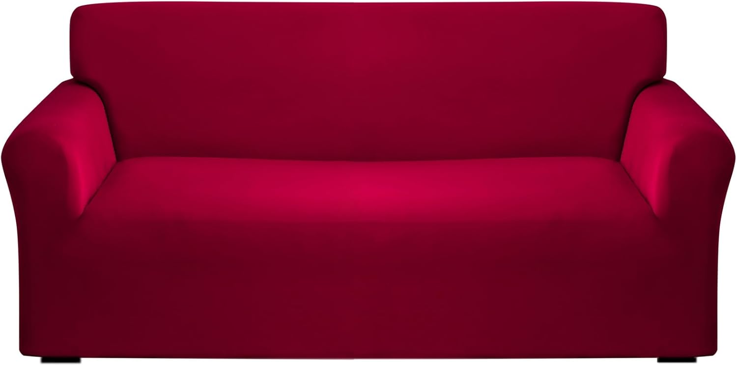 Qubjus Funda elástica para sofá de 3 cojines, funda antideslizante de color liso, duradero, lavable, protector de muebles para decoración del hogar