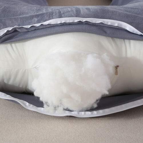 Almohada de embarazo de 51 pulgadas, almohada de cuerpo completo en forma de U de tamaño pequeño con funda de almohada de terciopelo lavable,