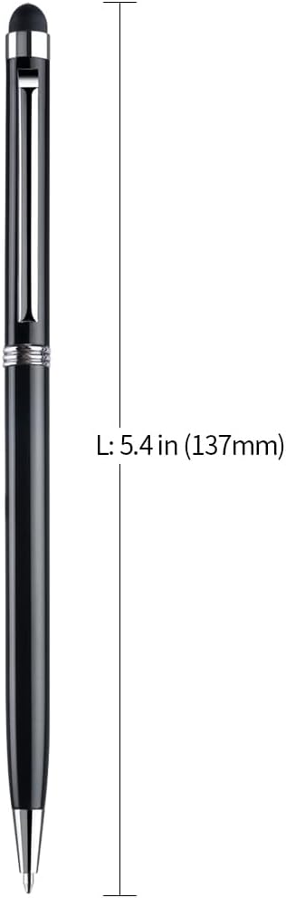 ChaoQ Lápiz óptico para pantallas táctiles, 10 bolígrafos capacitivos delgados 2 en 1 (tinta negra) con 20 puntas de goma reemplazables (negro,