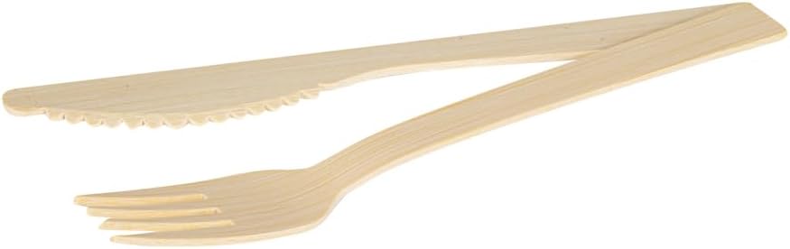 Restaurantware Bambuddha – Juego de utensilios de bambú de 7 pulgadas, 100 utensilios de bambú desechables, cuchillo y servilleta, acabado liso,