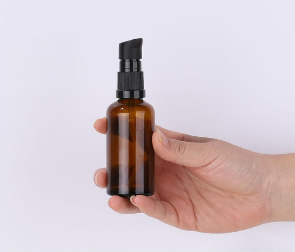 6 botellas de loción de vidrio ámbar de 1.0 fl oz1 oz vacías recargables para maquillaje cosmético, tamaño de viaje, dispensador de frascos para