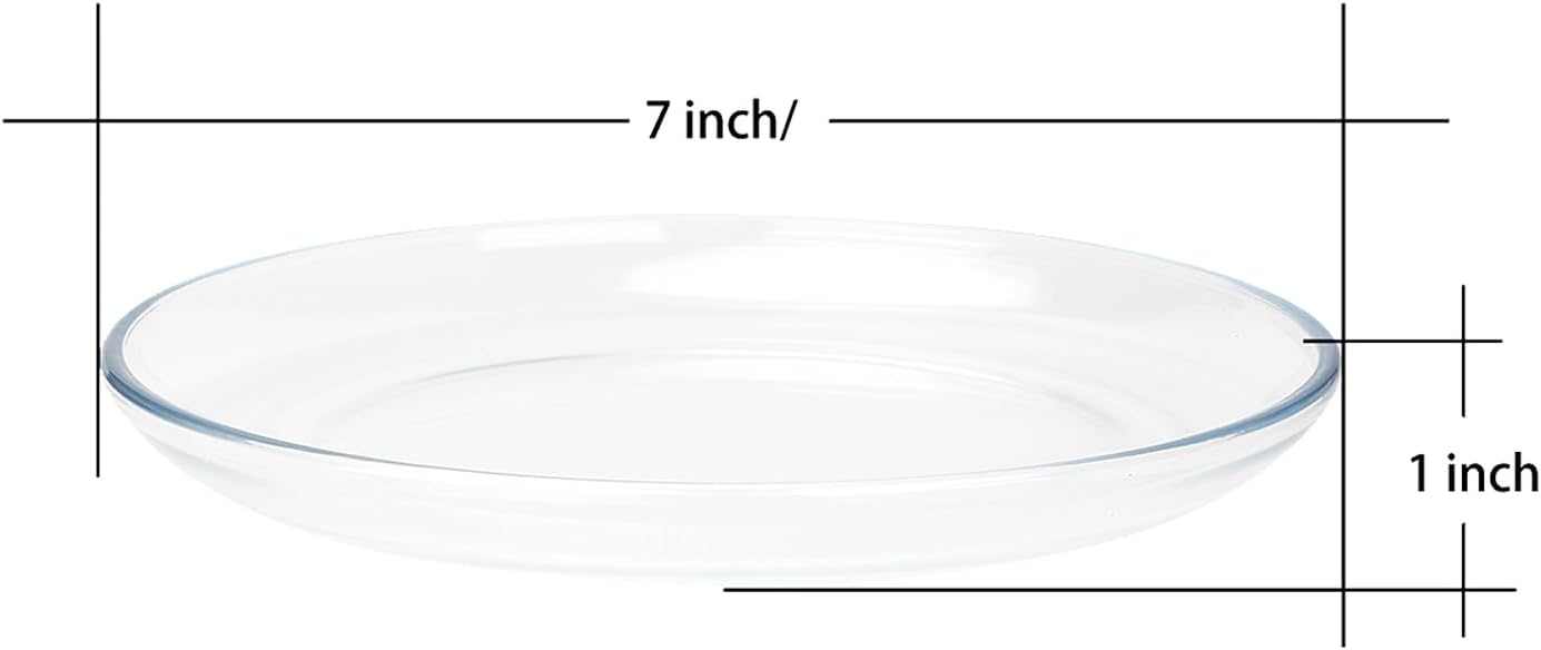 VIPHIEC Platos redondos de vidrio templado de 7 pulgadas, pequeños mini aperitivos, frutas, ensaladas y pasteles, juego de 3