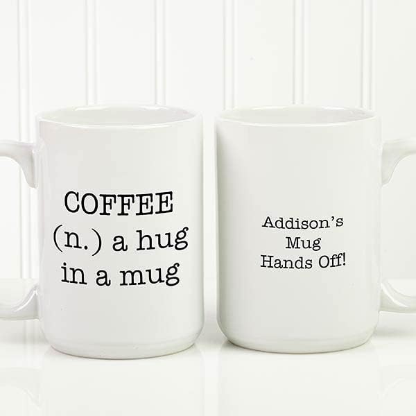 Personalization Universe Expressions – Taza de café personalizada de 15 onzas, color blanco