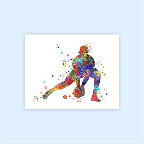 Dignovel Studios Sin marco (juego de 6) 8X10 Acuarela Chica Béisbol Softbol casco guante bola bat blazer deporte impresión dormitorio pared arte dnc4