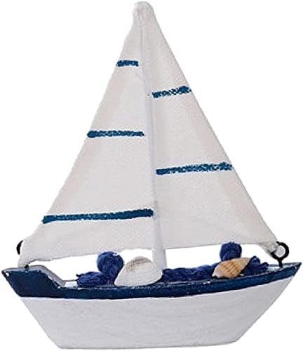 Modelo de barco de madera con temática náutica, mini velero, decoración de pastel de madera para decoración mediterránea de muebles para el hogar,