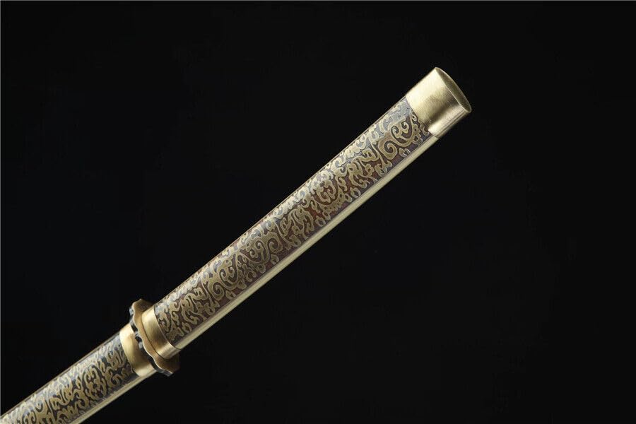 Zhmyyxgs Japanese Sword Samurai Katana Sharp Clay Tempered Folded Damascus Steel Blade
