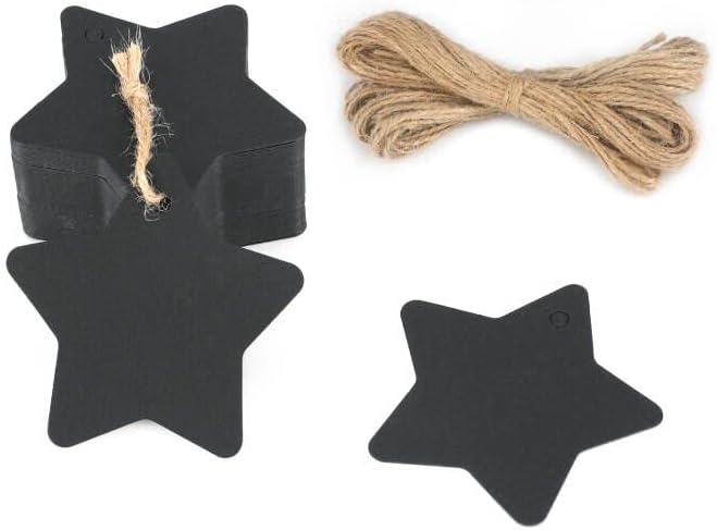 G2PLUS Etiquetas de regalo de Navidad, etiquetas de regalo de estrellas, etiquetas en forma de estrella en blanco, 100 etiquetas de regalo de papel