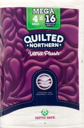 Quilted Northern Papel higiénico ultra afelpado, 4 megarrollos  16 rollos regulares, papel de baño de 3 capas