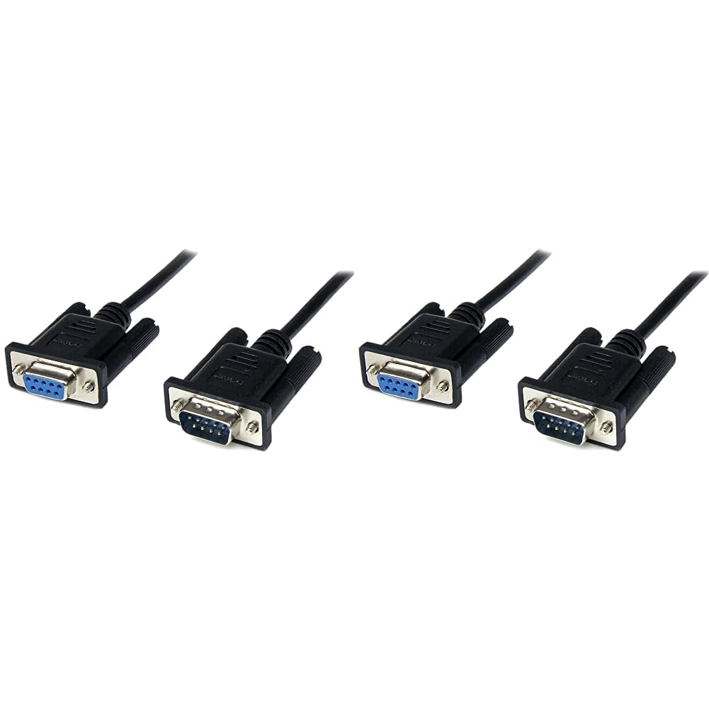 StarTech.com Cable de módem nulo serie DB9 RS232 negro de 3.3 ft FM – DB9 macho a hembra – Cable de módem nulo de 9 pines – 1 x DB9 (M), 1 x DB9