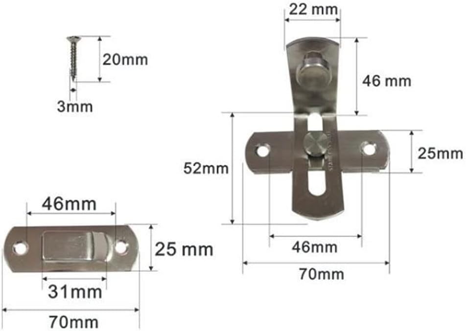 Cerradura de puerta especial de perno de acero inoxidable de 90 grados, Cerradura de ángulo recto, Cerradura de puerta abatible, Hebilla de puerta
