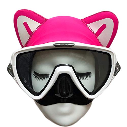 Diadema de buceo rosa gato gatito 0.079in neopreno capucha para mujeres jóvenes cubierta de la cabeza de buceo, surf banda térmica para el pelo para