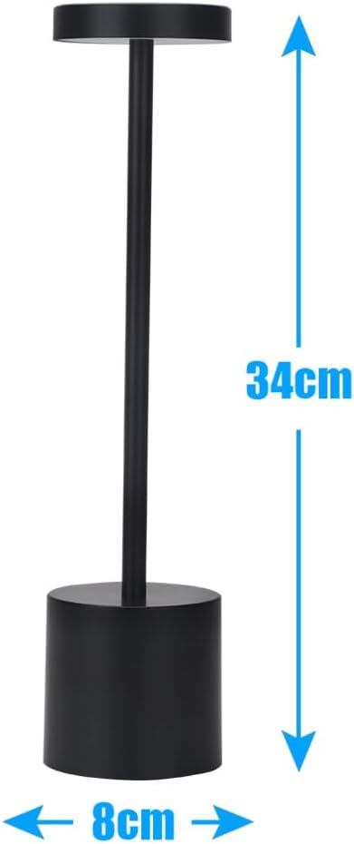 Lámpara de mesa LED inalámbrica, lámpara de escritorio recargable de 5000 mAh, 3 modos de iluminación, luz de mesa de metal regulable para