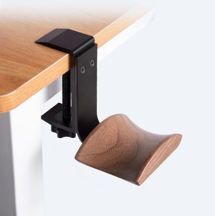 Soporte para auriculares con madera de nogal y metal sólido, soporte para auriculares de diseño ajustable compatible con todos los tamaños de