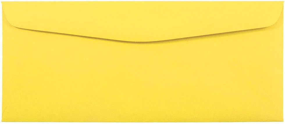 JAM PAPER Sobres de ventana de colores para negocios, 4 18 x 9 12, color amarillo, reciclado, paquete de 100 unidades
