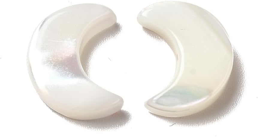 LiQunSweet 20 cuentas de concha blanca de agua dulce natural, cuentas celestiales de luna creciente, cuentas espaciadoras sueltas perforadas para