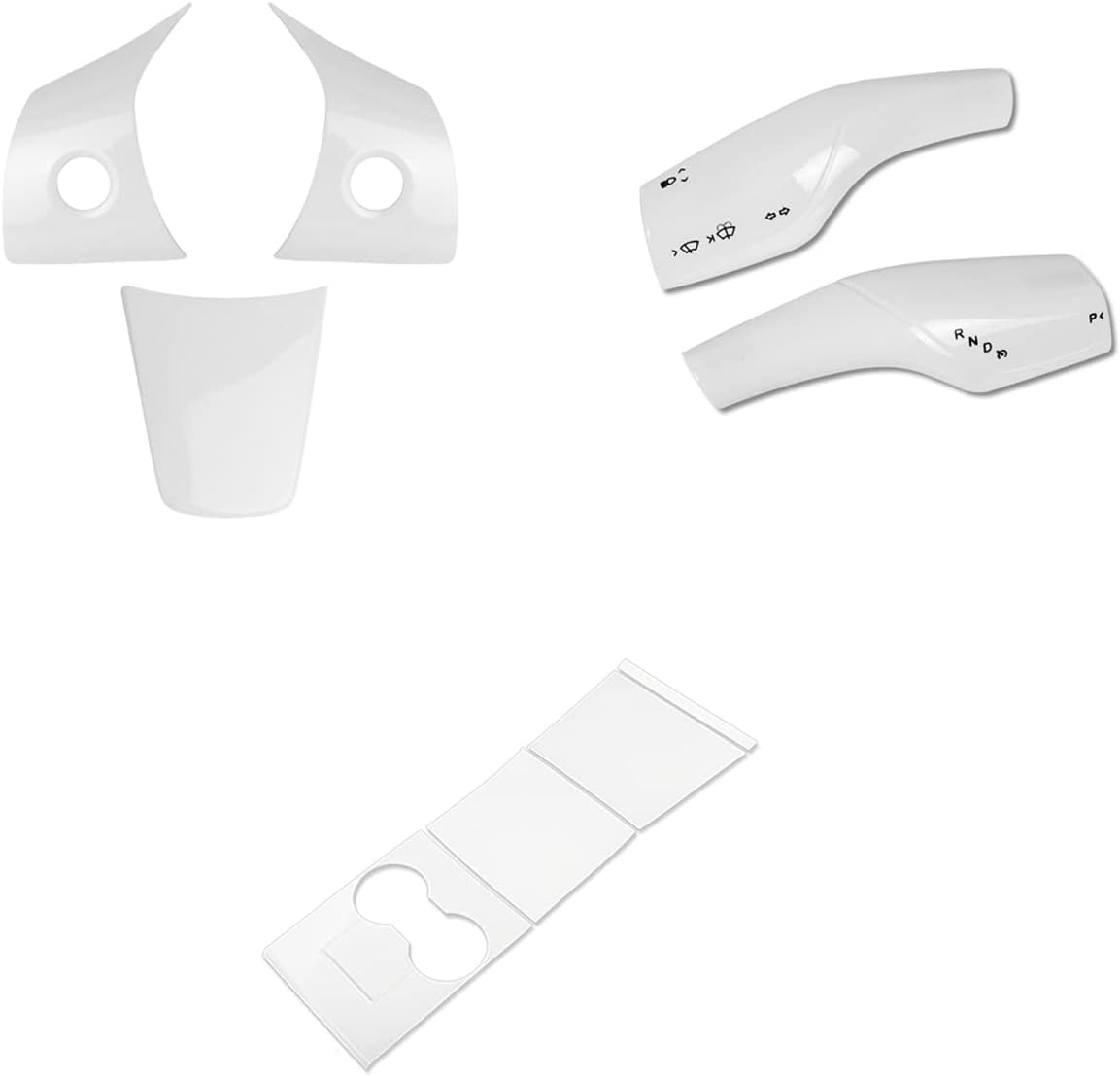 Xotic Tech – Juego de accesorios para volante, color blanco brillante, para consola central, palanca de cambios, accesorios para volante, compatible