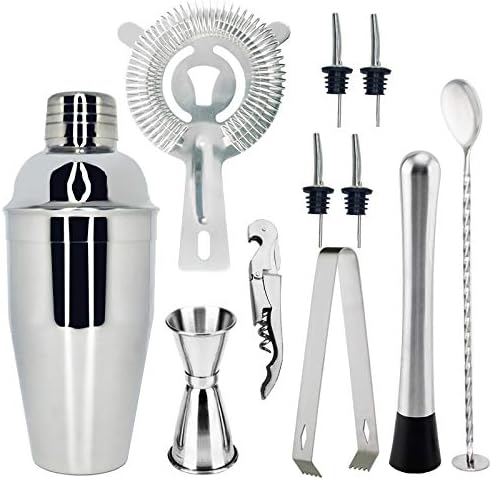 Kit de barman con barra de soporte, juego de coctelera para mezclar bebidas, herramientas de bar, mejor kit de barman para principiantes (color