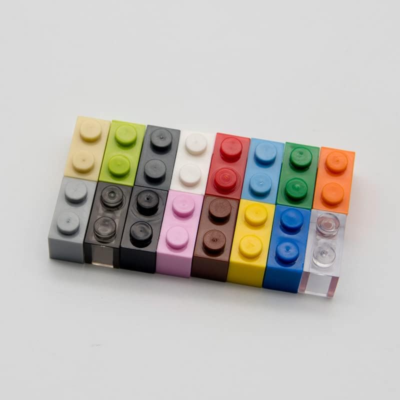 Bloque de ladrillo clásico a granel, ladrillos rojos 1×2, ladrillos de construcción planos 100 piezas, compatible con piezas y piezas de Lego