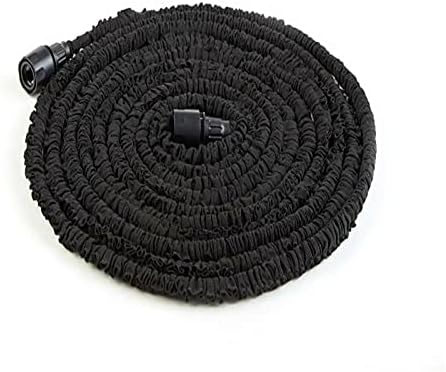 Manguera de jardín retráctil de alta presión para lavado de coche, riego de 25 pies a 200 pies (negro) (color manguera negra, longitud 150 pies)