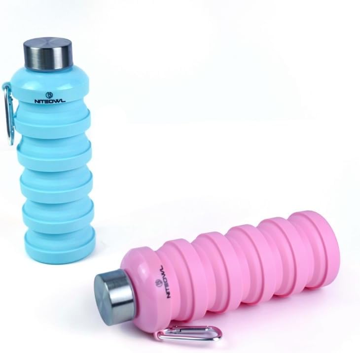 Botella de agua deportiva plegable (rosa)