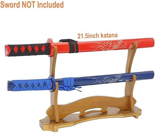 Soporte de exhibición de espada de 2 niveles Soporte de estante de espada Samurai Aplicable de Samurai, soportes de armas Katana