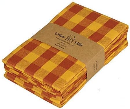 Urban Villa Juego de 6 toallas de cocina navideñas de color ladrillodorado de 20 x 30 pulgadas, 100% algodón, altamente absorbentes, de alta