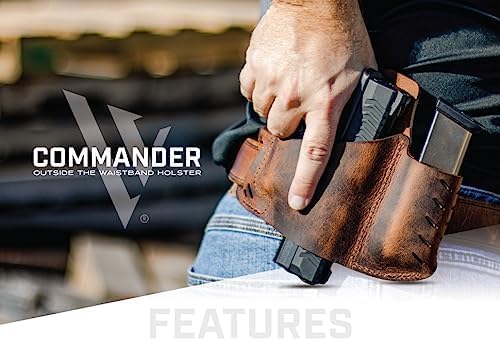 Versacarry Commander Leather Holster  4 Different Sizes to Fit Most Pistols – Outside The Waistband Carry  Holds Spare Magazine  USA Crafted  2023 –