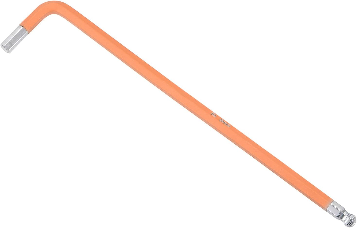 uxcell llave dominante del hex. del extremo de la bola de 16.4 ft m, herramienta de reparación de acero en forma de L del brazo largo S2