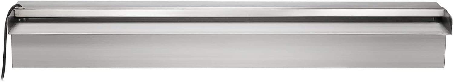 VEVOR Fuente de piscina de acero inoxidable, cascada de piscina de 23.6 x 4.5 x 3.1 pulgadas (ancho x profundidad x alto) con tira de luz LED,