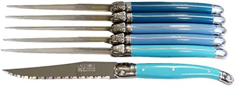 En caja de 6 “cuchillos de carne azul océano. Muy de moda, hecho en Francia