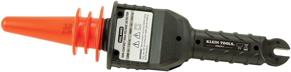Klein Tools HVNCVT-1 Probador de alto voltaje sin contacto de doble rango, doble rango, indicadores audiovisuales, resistente al agua, con estuche y