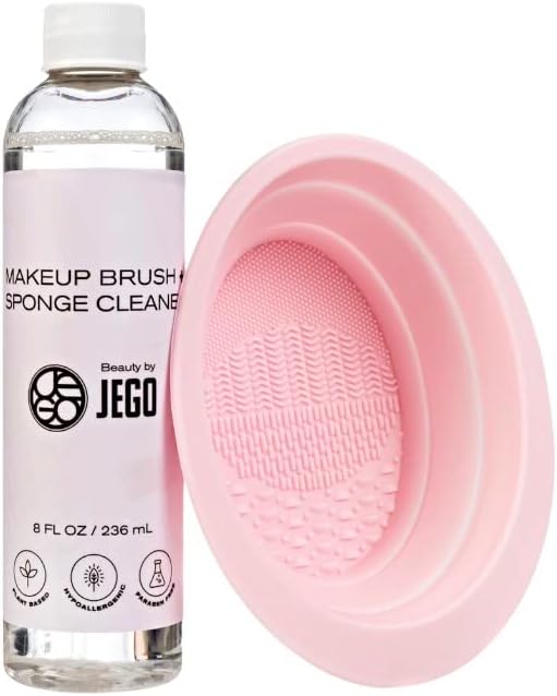JEGO Solución limpiadora de brochas de maquillaje, limpiador de esponjas, limpiador líquido para brochas de maquillaje, solución hipoalergénica y a