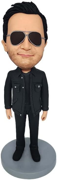 Mydedor – Figuras personalizadas de Bobble Heads, figuras de hombre casuales negras, figuras de cabeza de bobble hechas a mano, regalo de cumpleaños