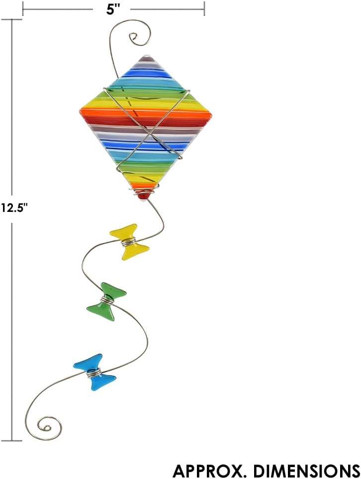 Rainbow Kite Atrapasoles de vidrio fundido fabricado en Estados Unidos, 12.5 pulgadas