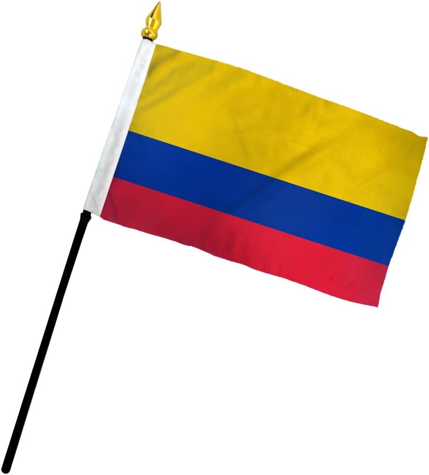 Bandera de palo Colombia de 4 x 6 pulgadas, paquete de 1 docena