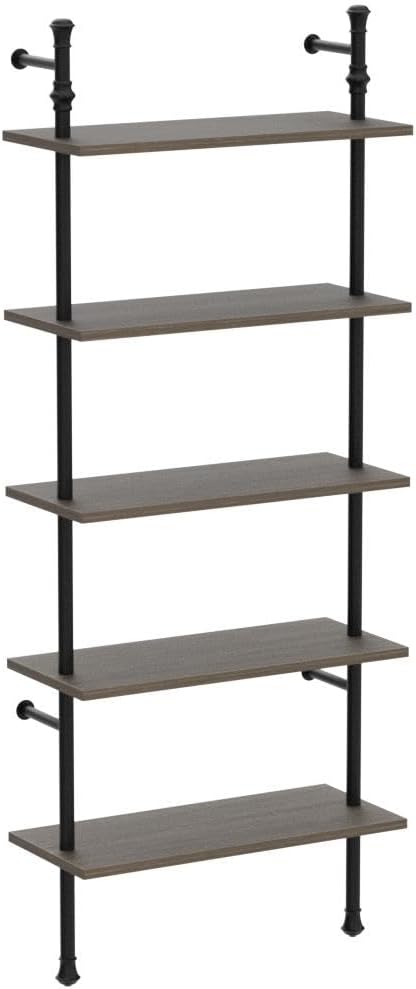 Estantería de 5 niveles, estantería de pared, estantería industrial, estantes de exhibición abiertos, estantes altos y modernos estantes de pared