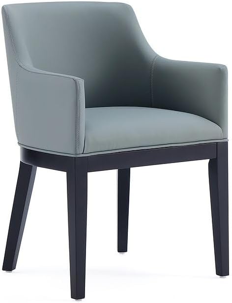 Manhattan Comfort Gansevoort – Sillón de comedor de piel sintética de 19.5 pulgadas en peltre