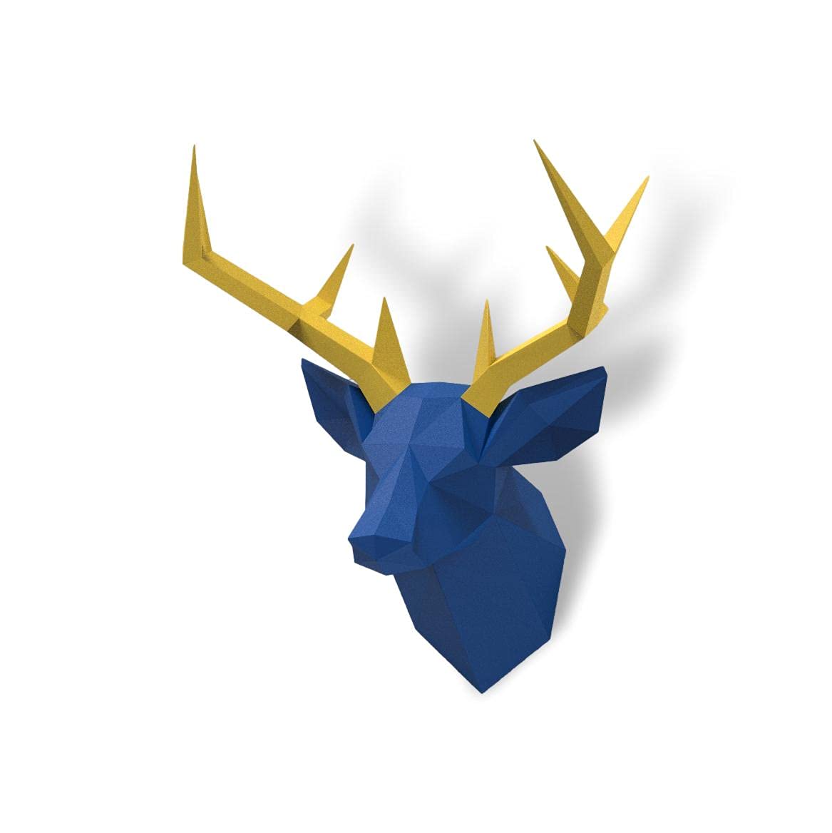 Deer Head Paper Sculpture,Pre-cut DIY Papercraft Kit,Handmade Wide Animal Figurine,Multi Color,Low Poly Wall Decor,All Accessories Included
